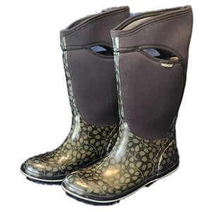 Bogs Plimsoll T Leaf Black Women's Winter Rain Boots Size 12 Worn a Few Times